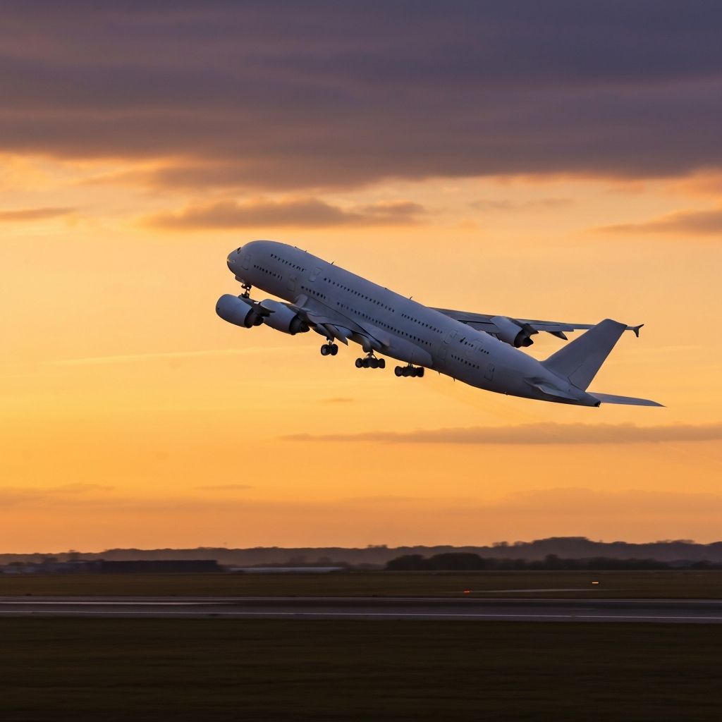 Commercial aircraft in flight