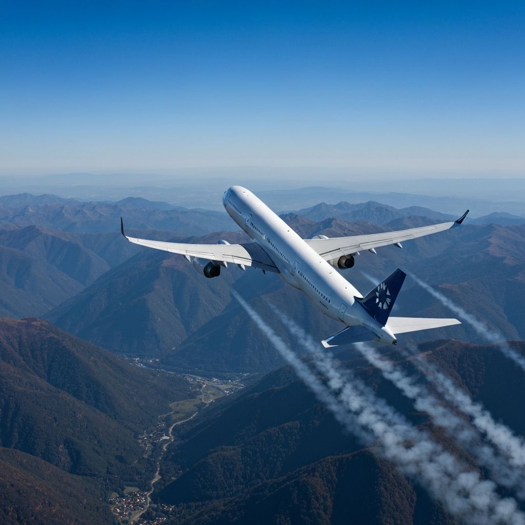 Commercial aircraft in flight