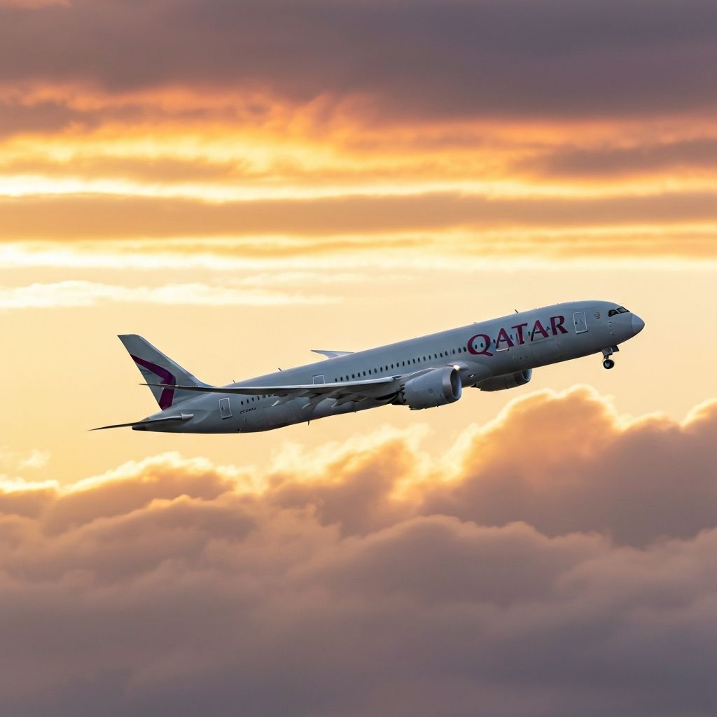 Commercial aircraft in flight