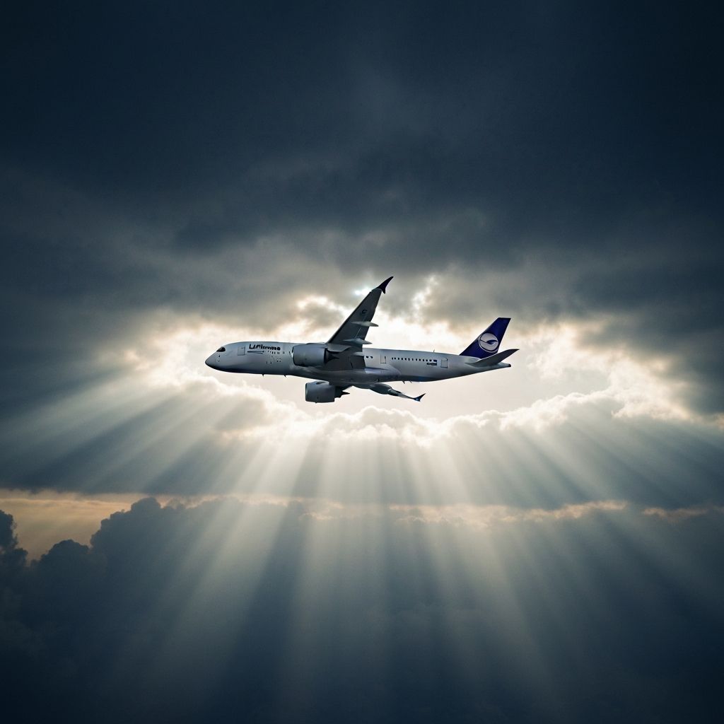 Commercial aircraft in flight